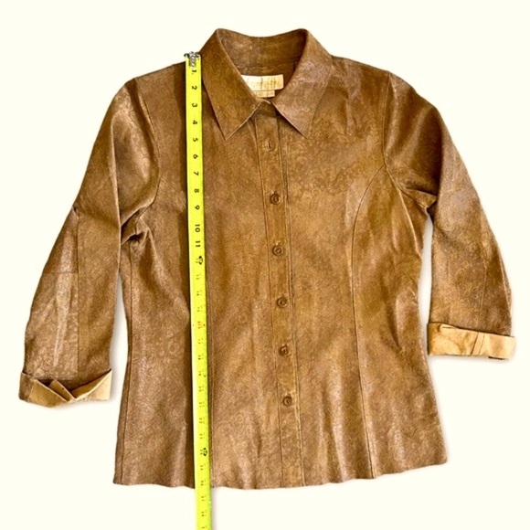 Margaret Godfrey Vintage 3/4 Sleeve Button Up Shirt 100% Leather//Large - Picture 6 of 12